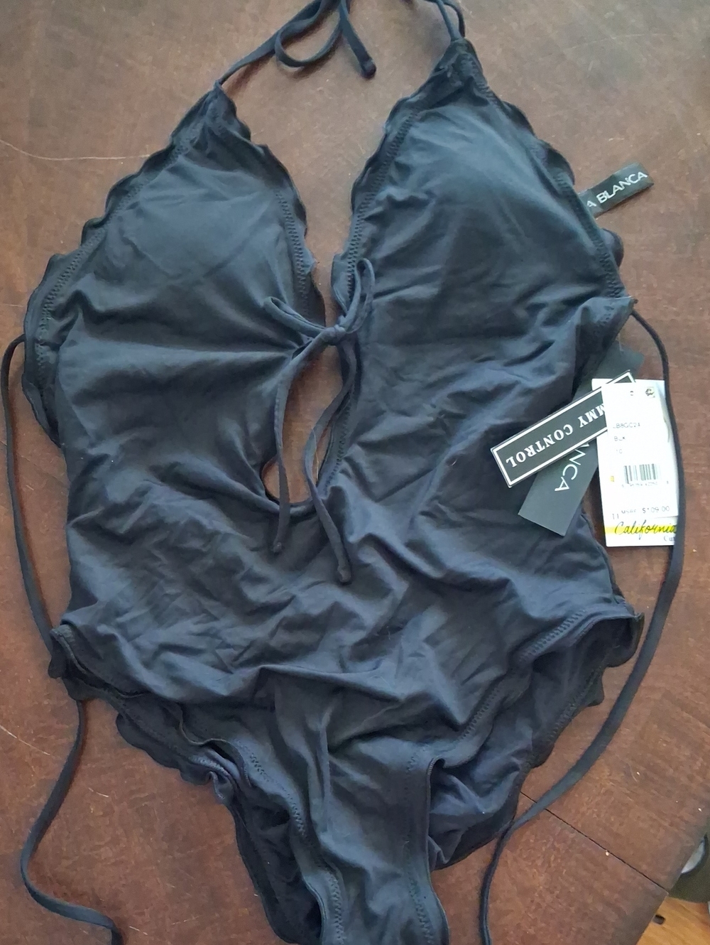 La Blanca Black Tie-Front One-Piece Swimsuit